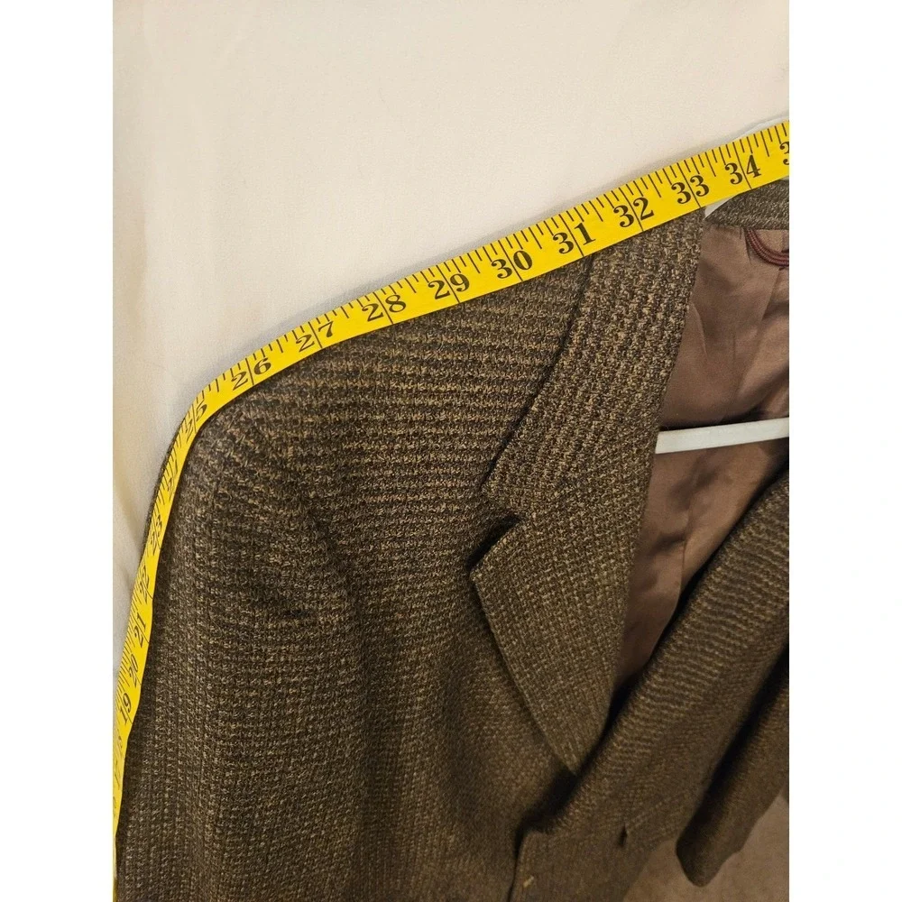 Hart Schaffner Marx Nordstrom Mens‎ Brown Micro Check Wool Blazer Sport Coat 42R